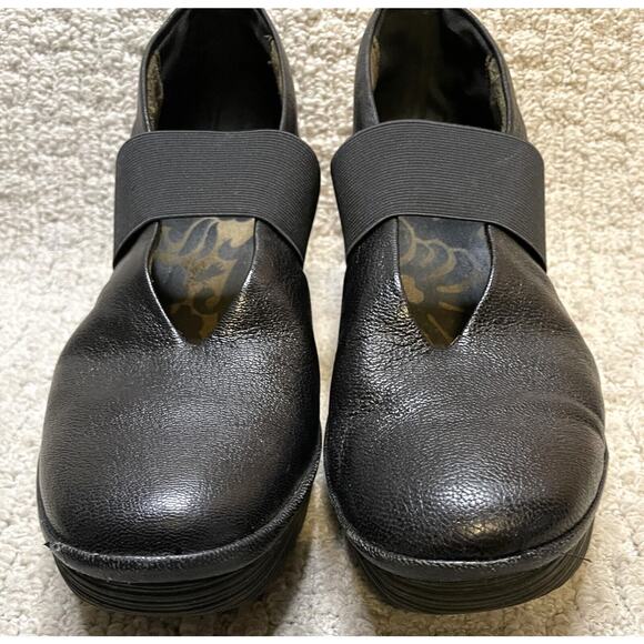 FLY London Black Leather Yale Shoes 41 US 10 Mary Janes Wedge - Picture 5 of 10